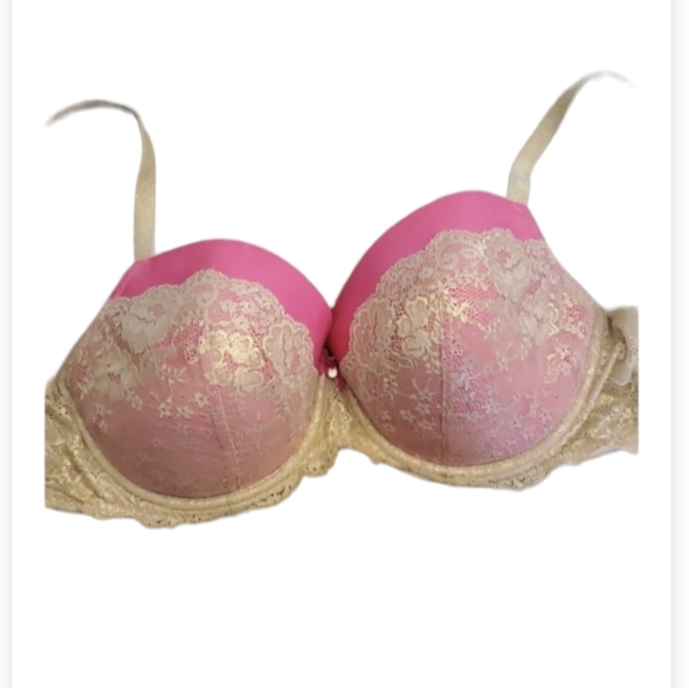 Victoria Secret bright pink with tan lace accents br…